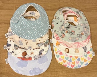 Handmade Flannelette Baby Bib | Side Velcro | Absorbent Terry Backing | Baby Essentials