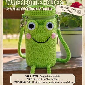 Mönster för vattenflaskhållare till Froggy Buddy | amigurumi grodsele | nybörjarvänlig