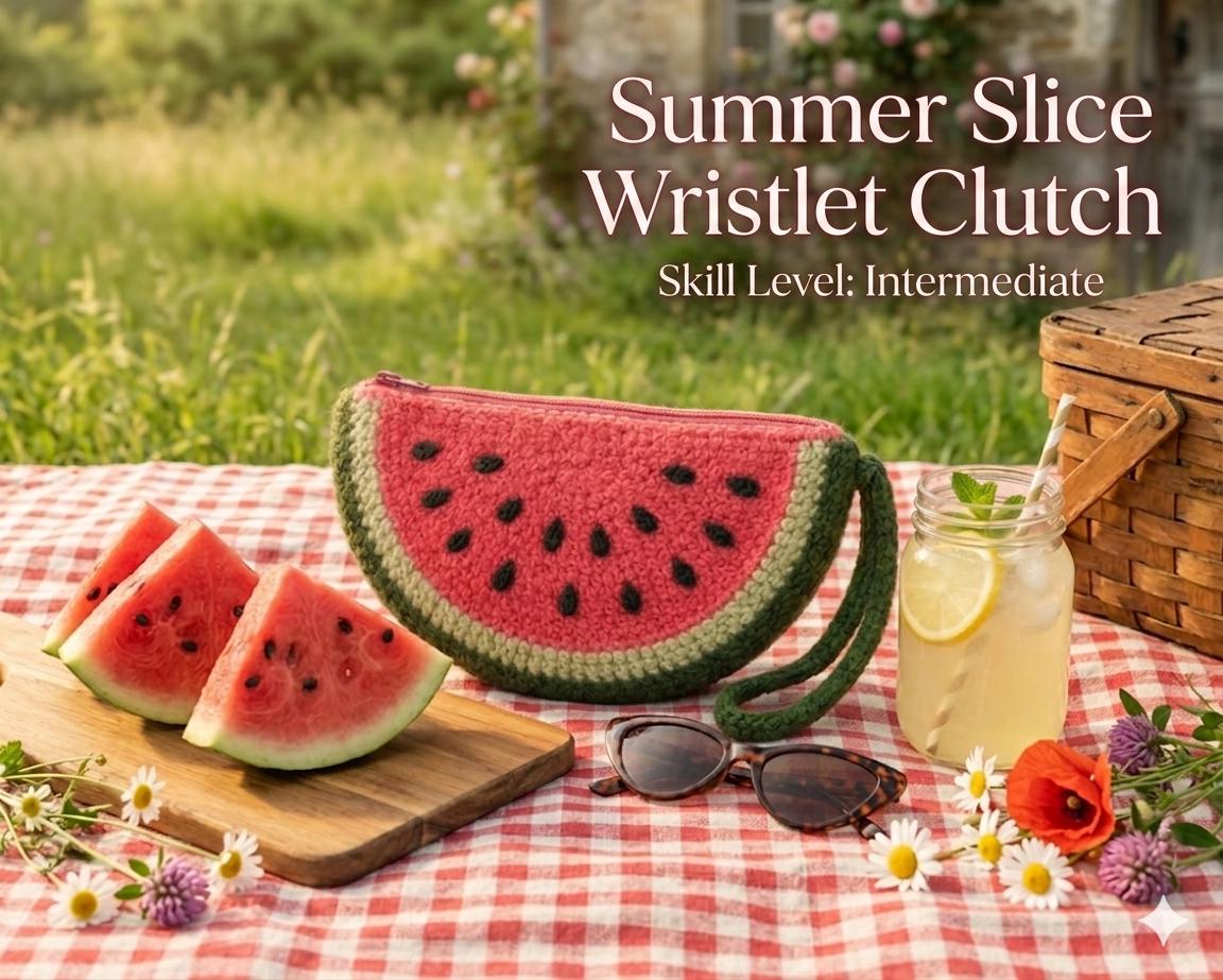 39 Crochet Clutch Patterns, Fringe Purses, and Granny Square Styles 15 Watermelon Wristlet Purse tutorial summer fruit clutch