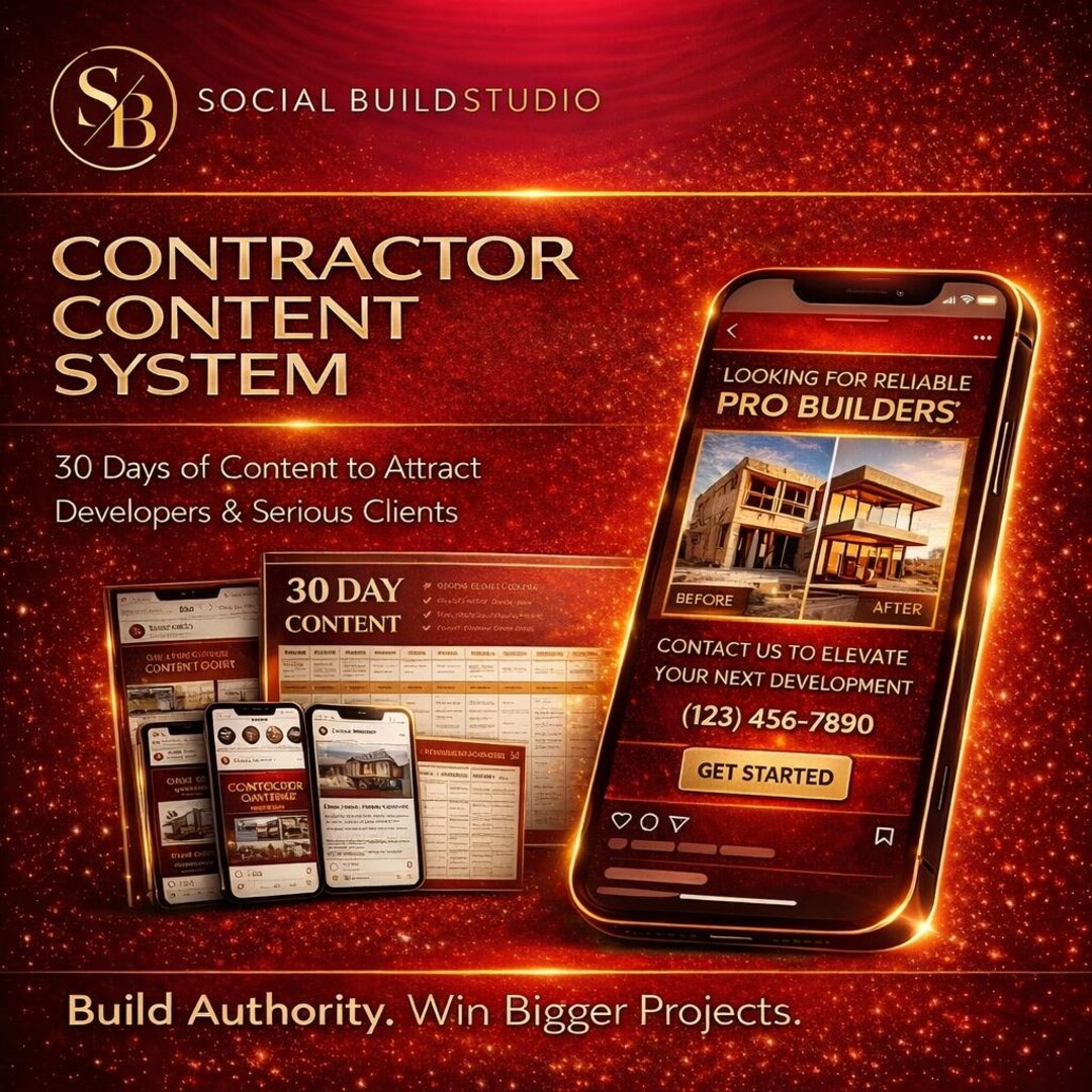 Contractor Social Media Content System, 30-day Calendar, Captions ...