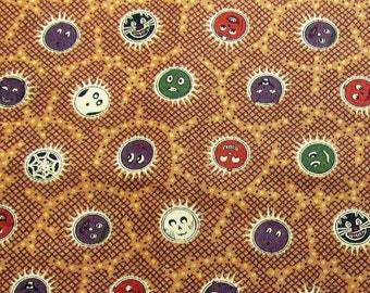 pumpkin hill by thimblerries halloween/jack o lantern print cotton fabric -- 22 wide by 1 7/8 yard