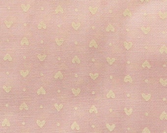 white hearts on pink print vintage cotton blend fabric -- 44/45 wide by 1/2 yard