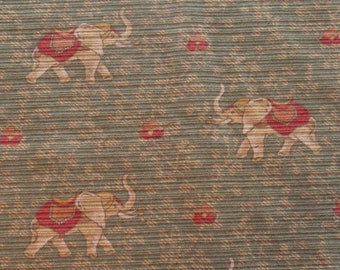 kaufman elephant print vintage cotton upholstery fabric -- 58 wide by 1 3/4 yds