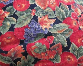 autumn/harvest apple print vintage cotton fabric -- 44 wide by the yard