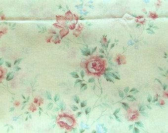 peach and apricot flowers on a cream ground vintage cotton fabric -- 44 wide by the yard