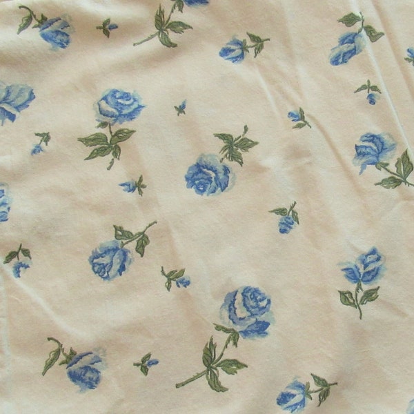 blue roses print vintage feedsack fabric