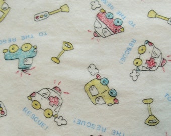 rescue theme novelty print cotton flannel fabric -- 44 wide by 1 1/8 yard