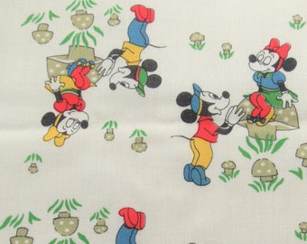 mickey and minnie mouse novelty print vintage cotton blend fabric -- 44 wide by the yard