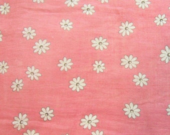 pink daisy print vintage cotton batiste fabric -- 31 wide by 1 7/8 yards