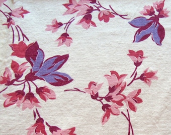pink, red and lavender floral print FULL feed sack fabric