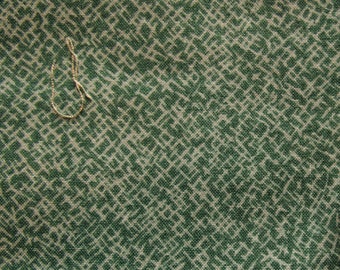 gray and green print vintage cotton fabric  -- 44/45 wide by 1 1/2 yards