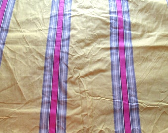 magenta, gray and lime green striped vintage cotton fabric -- 36 wide by the yard