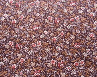 pretty brown, tan and rust floral print vintage cotton fabric -- 44 wide by 2 yards