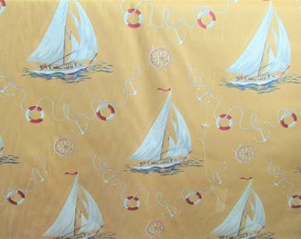 ralph lauren nautical/sailing print vintage cotton home decor fabric -- 58 wide by the yard