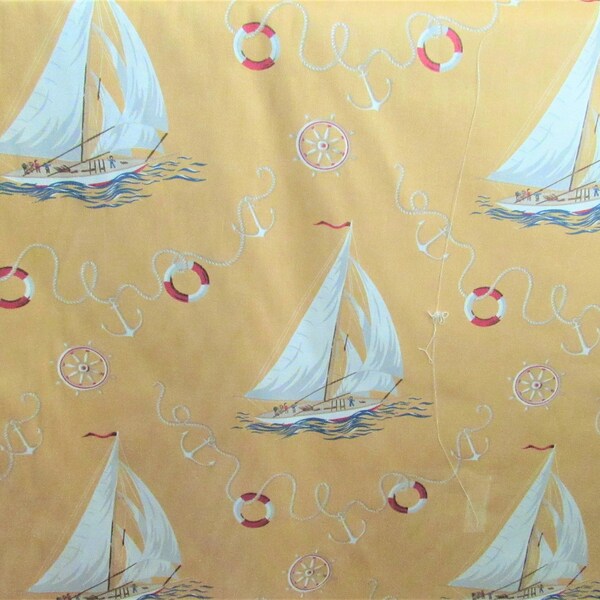 ralph lauren nautical/sailing print vintage cotton home decor fabric -- 58 wide by the yard