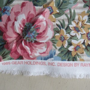 floral bouquets on ticking stripe print vintage cotton home decor fabric 58 wide by the yard image 3