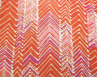 red/orange and purple geometric print vintage polyester fabric -- 45 wide by 3 yards