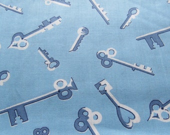 blue keys novelty print cotton fabric -- 36 wide by 1 3/8 yard