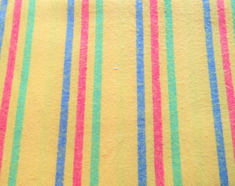 golden yellow stripe print vintage brushed cotton fabric -- 43 wide by 1 1/2 yard