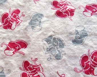 gray and red shoes novelty print FULL feed sack fabric