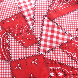 red bandana print vintage cotton fabric 43 wide by 2 yards image 1