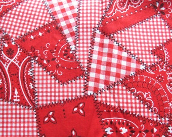 red bandana print vintage cotton fabric -- 43 wide by 2 yards