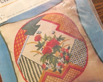 imari sampler pillow vintage crewel embroidery kit