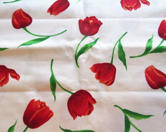tulip print vintage cotton doubleweave fabric -- 45 wide by 2 yards