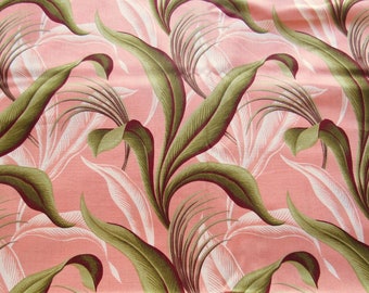 peach, green and white leaf print moda cotton fabric -- 44 wide by the yard