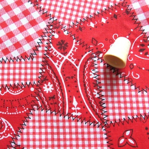 red bandana print vintage cotton fabric 43 wide by 2 yards image 2