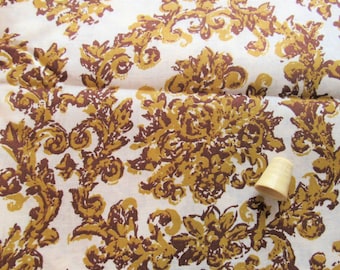 gold and brown print vintage cotton fabric -- 40 wide by the yard