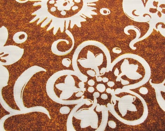hawaiian print vintage cotton barkcloth fabric -- 44 wide by 2 1/3 yds