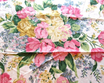 floral print vintage cotton percale fabric -- 58 wide by 1 3/4 yard