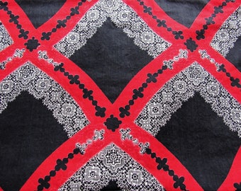 rot und schwarz geometrischen print Vintage-Baumwollstoff--34 breit Meterware