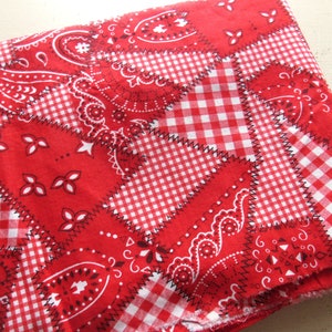 red bandana print vintage cotton fabric 43 wide by 2 yards image 3