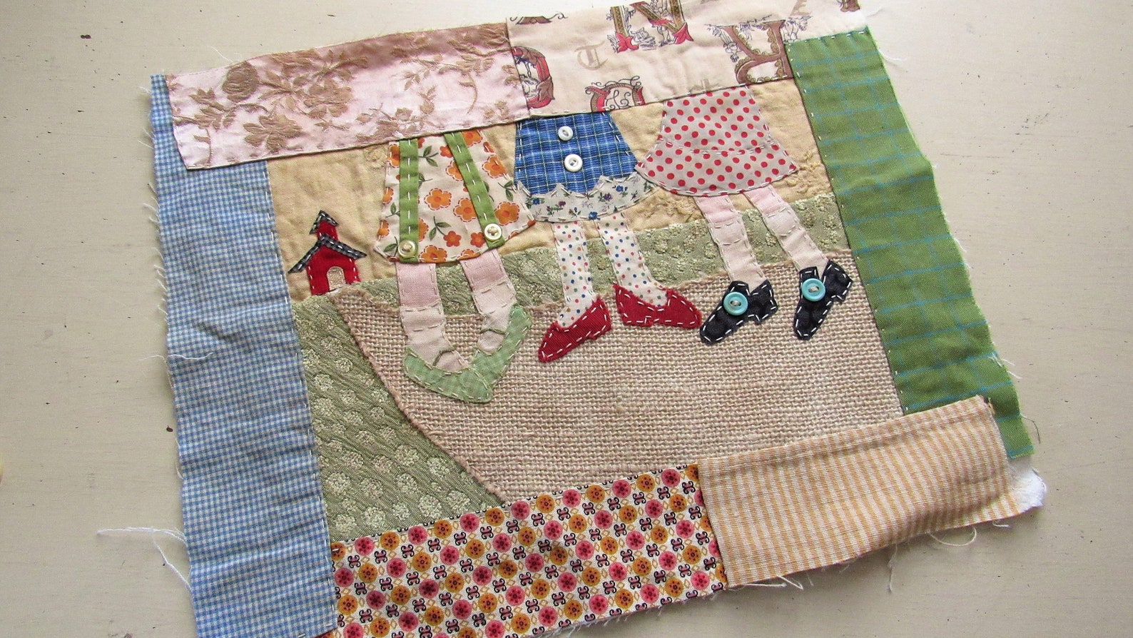 Original Calendar Art From Vintage Fabric and Buttons - Etsy