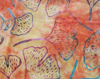 yellow and orange batik print vintage cotton fabric -- 44 wide by 2 2/3 yard