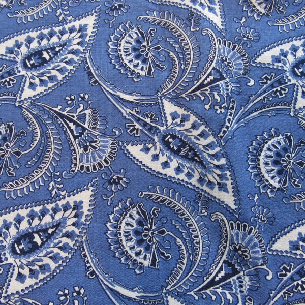 Navy Blue Paisley Fabric - Etsy