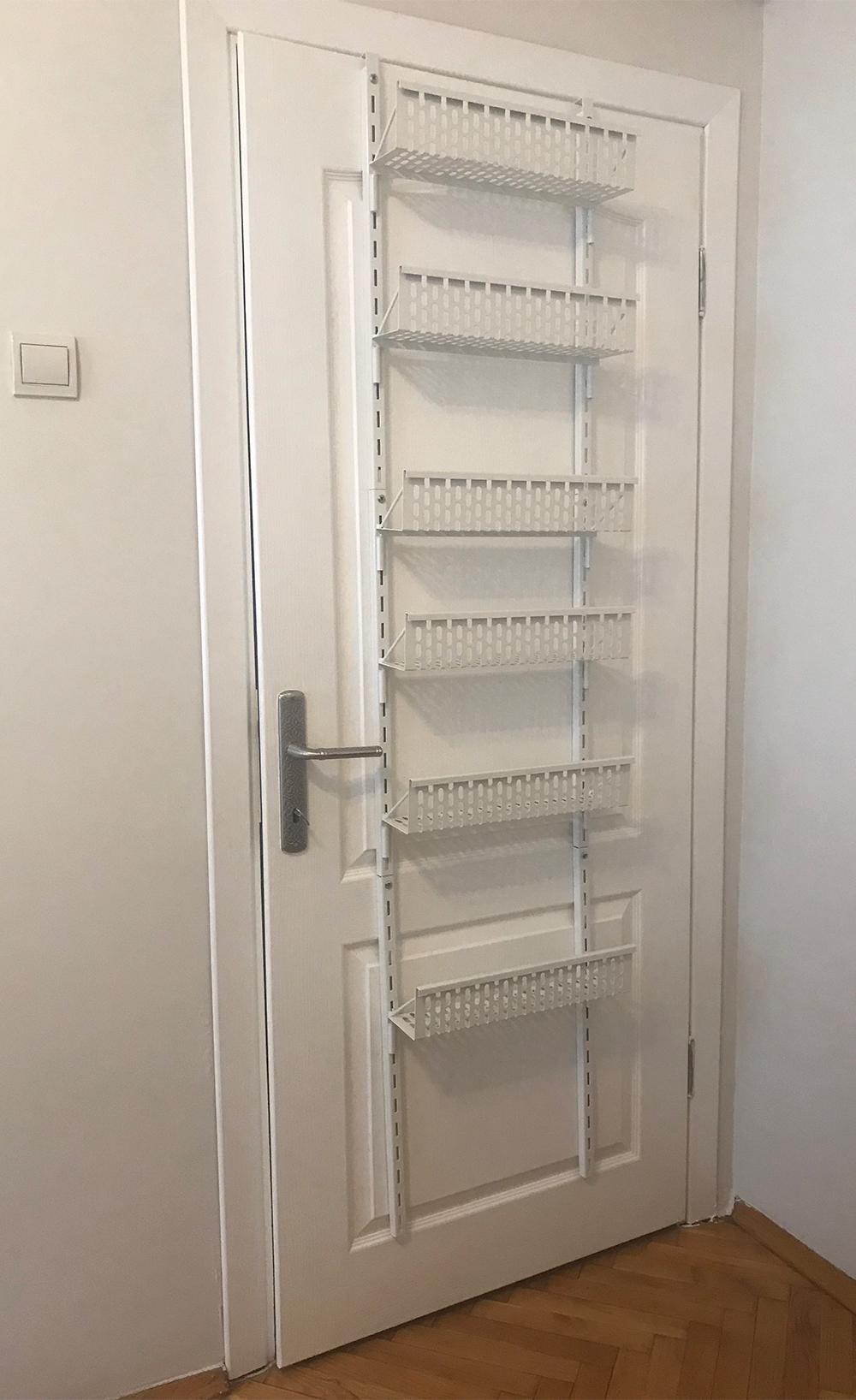 Entry Hardware Door Storage Rack Over the Door Organizer Rack | Metal Hanging Storage Shelf | Bathroom ...