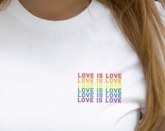 Camiseta minimalista "El amor es amor", camiseta de bolsillo del orgullo, camiseta del orgullo gay, camiseta de la igualdad, camiseta LGBT, camiseta de los derechos humanos, camisetas del desfile del orgullo