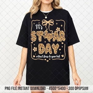 STAR Day Leopard Bow PNG, Diseño de sublimación para día de prueba (Descarga instantánea)