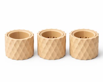 Succulent flower pot with inner pot light brown diamond pattern