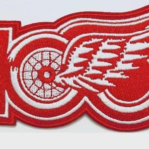 Vintage Hockey Wheel Patch, Red Wing Embroidered Patch, Sports Iron On Patch for Jacket Hat