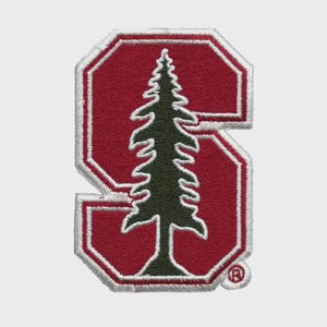 Embroidered Tree Letter S Patch, Red Varsity Style Iron On Applique, Nature Initial Badge
