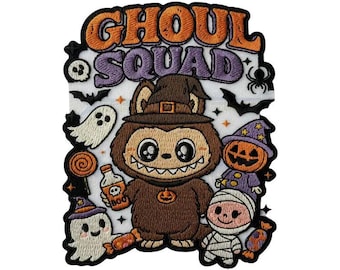 Parche de Halloween de Ghoul Squad, fantasma espeluznante bordado, calabaza, insignia de bruja