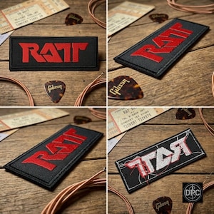 Gestickter Red Glam Metal Patch, 80er Jahre Rock Font Strip Badge, Aufbügler Jacke Weste