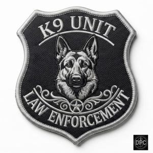 Broderad lapp för schäferhund, K9 Unit, sköld för brottsbekämpande märke (strykbar)