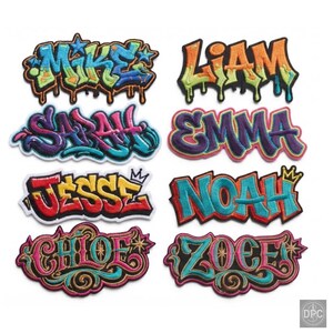 Custom Name Patch Graffiti Street Art Font Embroidered Badge Iron On Personalized Gift