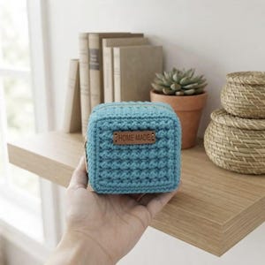 Crochet Cube Pouch Pattern PDF, Zipper Storage Box Crochet Pattern, Digital Download Tutorial