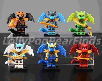 Lot de 6 ninjas en forme de dragon MOC – Lloyd Jay Zane Cole Kai Nya, coffret cadeau d'anniversaire compatible LEGO